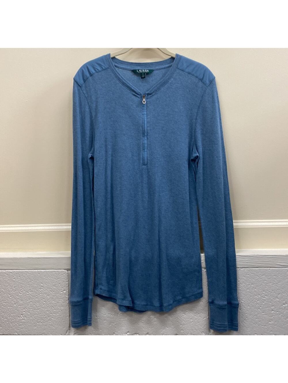 Lauren Ralph Lauren vintage women’s XL Long sleeve, cotton, blue thermal top